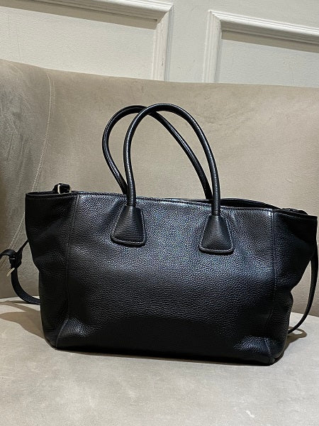 Prada Black Vitello Two Way Handbag Bag