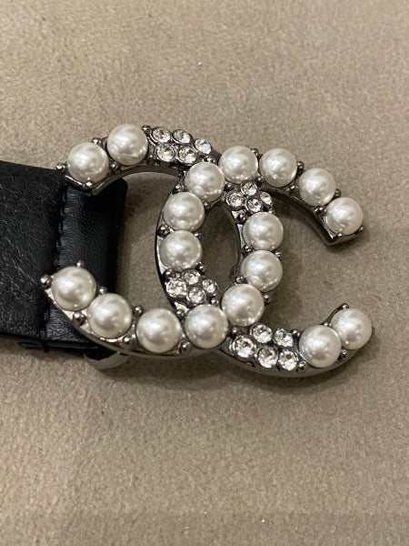 Chanel Black CC Pearl Crystal Belt 30