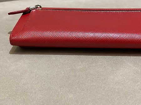 Prada Red Metal Flap Continental Wallet