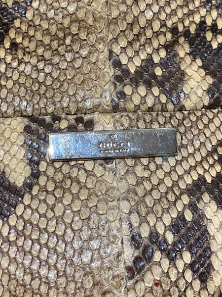 Gucci Brown Python Bamboo Handle Bag