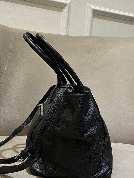 Prada Black Vitello Two Way Handbag Bag