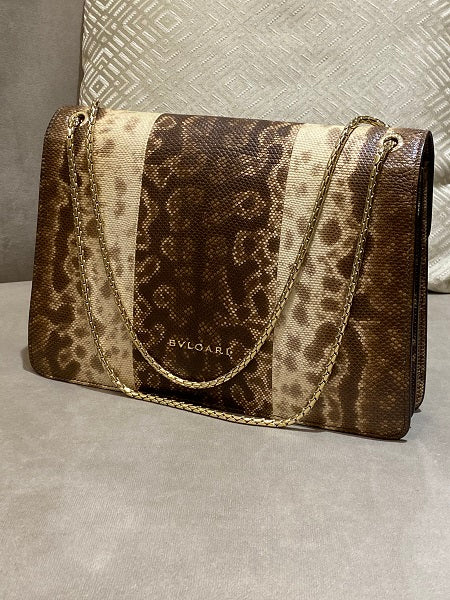 Bvlgari Brown Karung Snakeskin Serpenti Forever Crossbody Bag