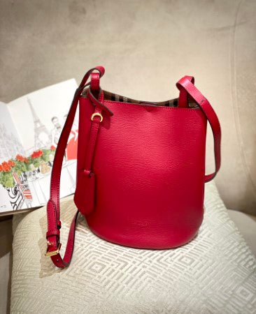 Burberry Red Lorne Poppy Bucket Small Bag