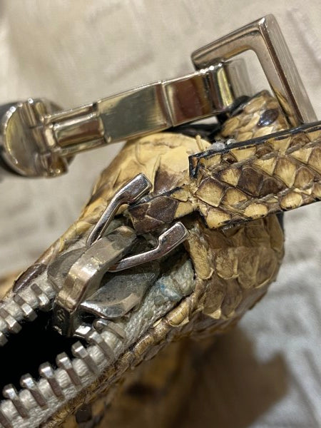 Gucci Brown Python Bamboo Handle Bag