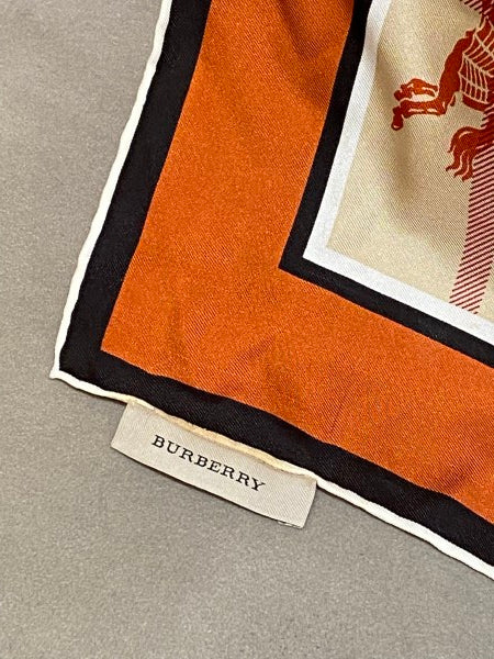 Burberry Haymarket Orange Square Silk Scarf