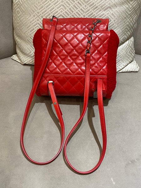 Chanel Red Quilted Classic Mountain Backpack Bag