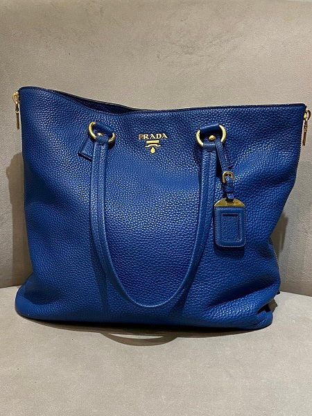 Prada Blue Vitello Daino Bag