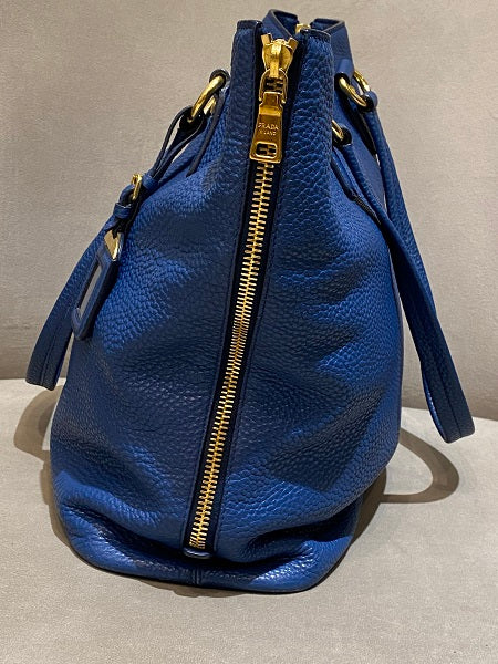 Prada Blue Vitello Daino Bag