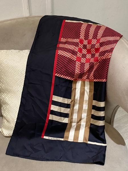 Burberry Tricolor Silk Square Scarf