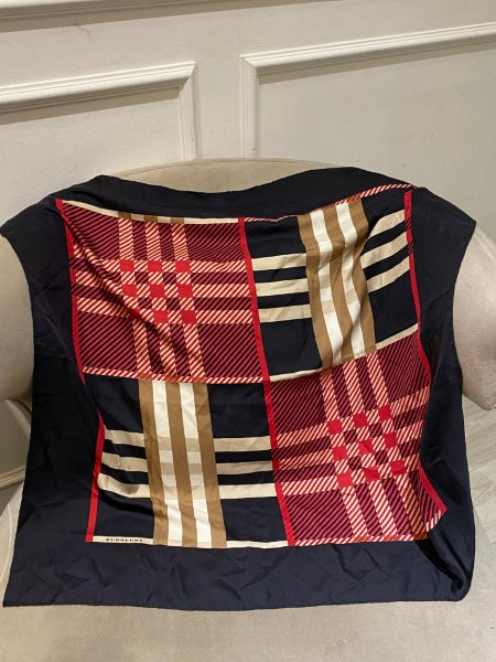 Burberry Tricolor Silk Square Scarf