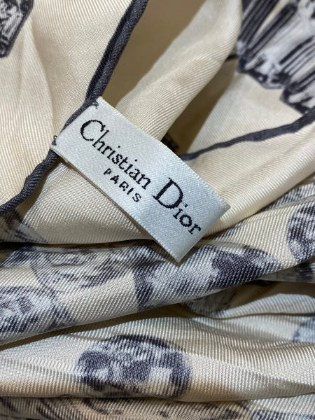 Christian Dior Light Blue Crystal Print Square Scarf