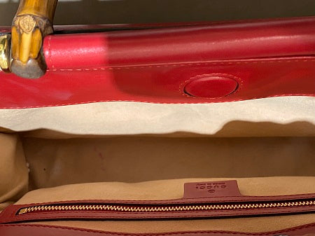 Gucci Red Bamboo Two Way Bag