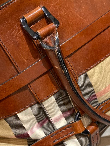 Burberry Camel House Check Bridle Satchel Bag