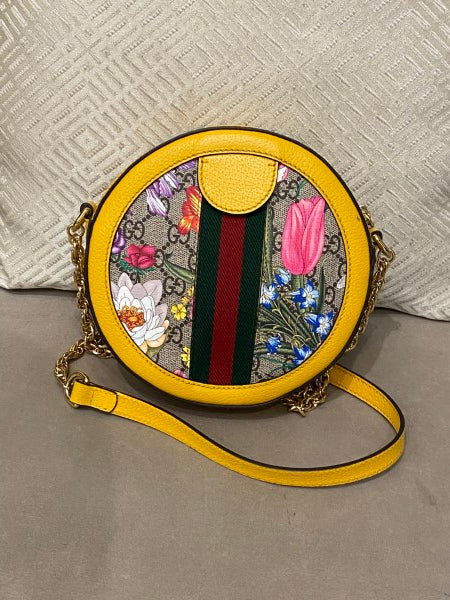 Gucci Multicolor GG Supreme Round Flora Ophidia Crossbody Bag