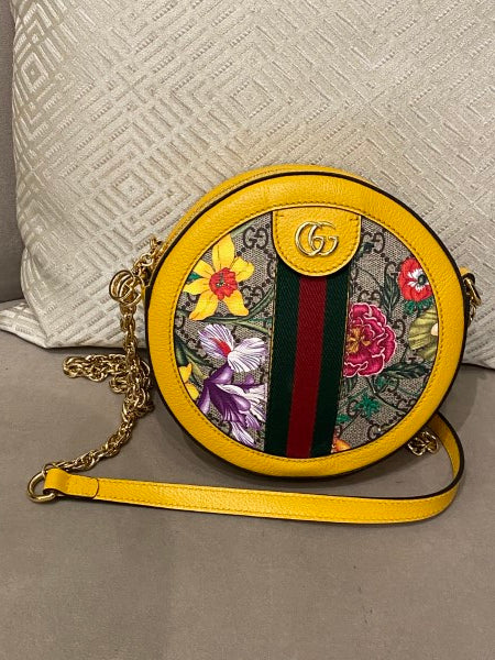 Gucci Multicolor GG Supreme Round Flora Ophidia Crossbody Bag