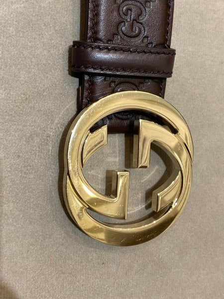 Gucci Brown GG Guccissima Belt 36