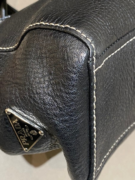 Prada Black Easy Vitello Satchel Bag