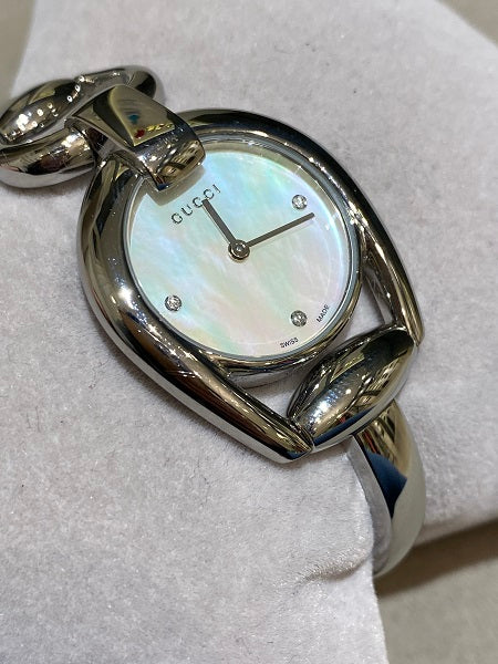 Gucci Stainless Steel Diamond Horsebit Watch