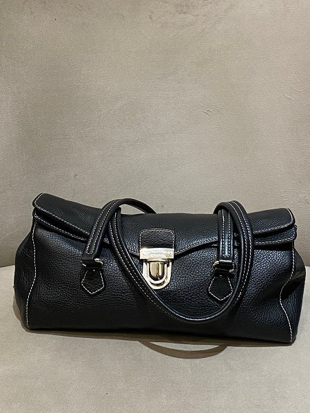 Prada Black Easy Vitello Satchel Bag