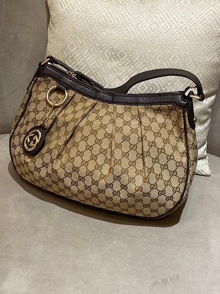 Gucci Ebony GG Canvas Sukey Hobo Bag