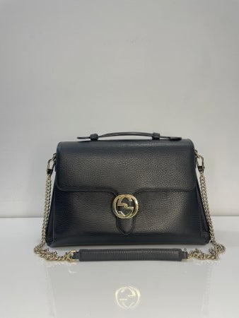 Gucci Black Interlocking G Top Handle Bag