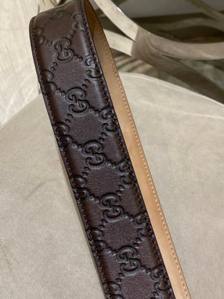 Gucci Brown GG Guccissima Belt 36