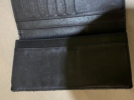 Chanel Black Bifold Distressed Vinyl Long Wallet