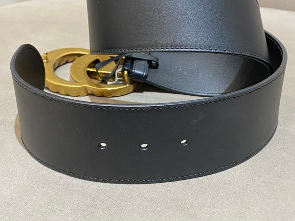Gucci Black GG Crystal Double G Belt 34