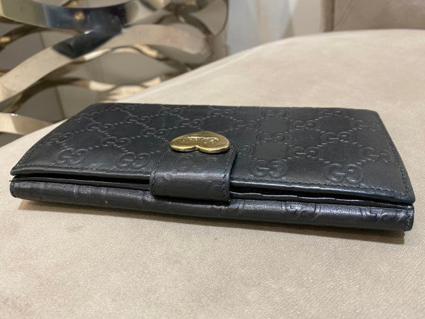 Gucci Black GG Guccissima Continental Wallet