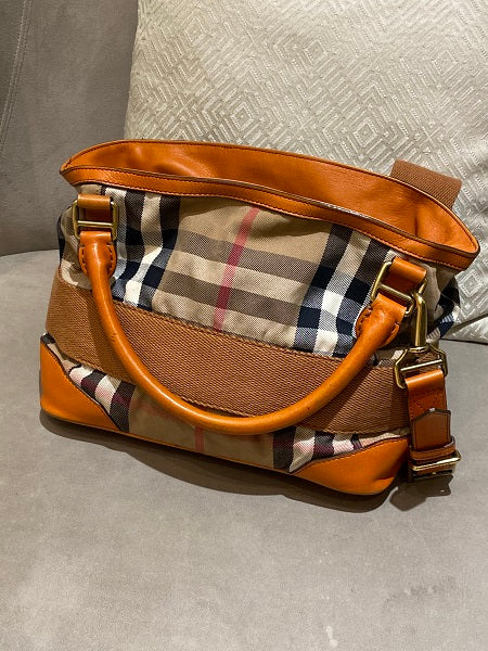 Burberry Orange House Check Parsons Tote Bag