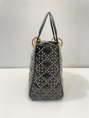 Christian Dior Black Studded Lady Dior Bag