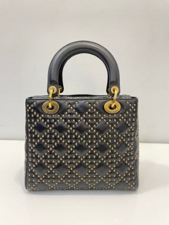 Christian Dior Black Studded Lady Dior Bag