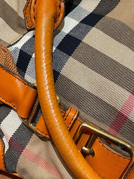 Burberry Orange House Check Parsons Tote Bag