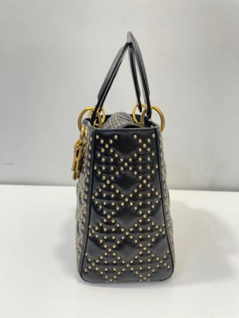 Christian Dior Black Studded Lady Dior Bag