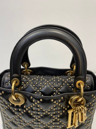 Christian Dior Black Studded Lady Dior Bag