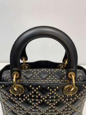 Christian Dior Black Studded Lady Dior Bag