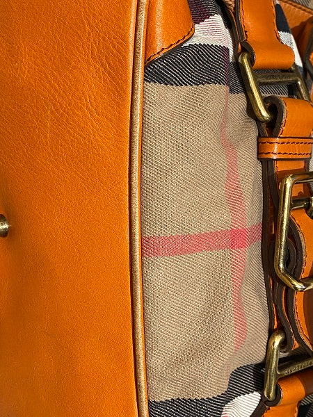 Burberry Orange House Check Parsons Tote Bag