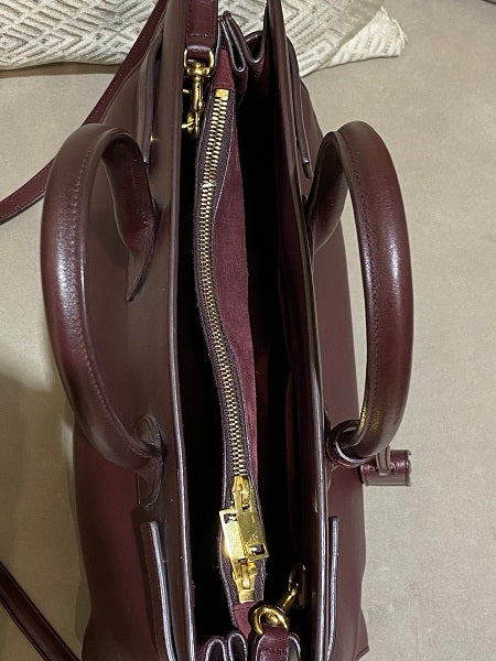 YSL Burgundy Sac De Jour Medium Bag