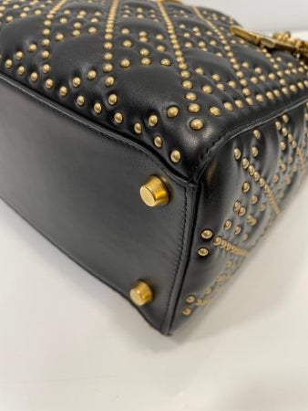 Christian Dior Black Studded Lady Dior Bag