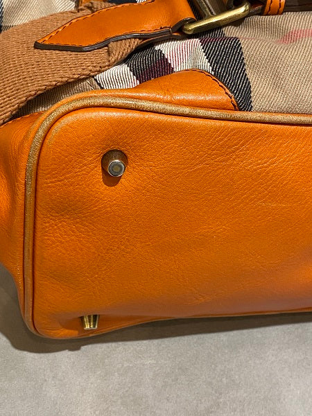 Burberry Orange House Check Parsons Tote Bag