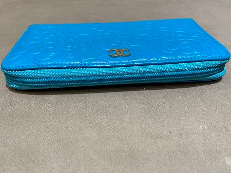 Chanel Blue Camellia Wallet