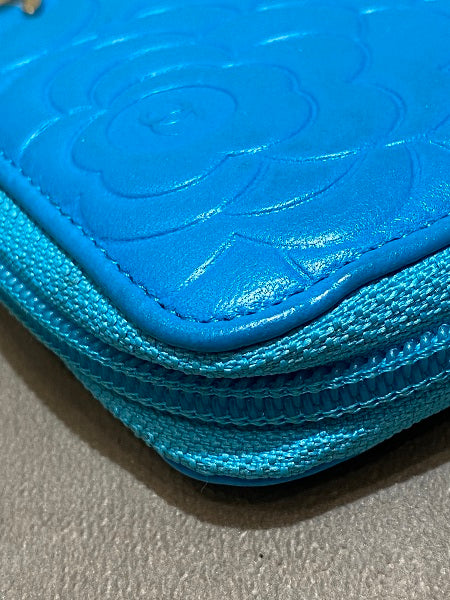 Chanel Blue Camellia Wallet