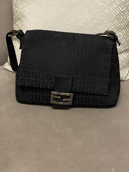 Fendi Black Zucca Mama Forever Shoulder Bag