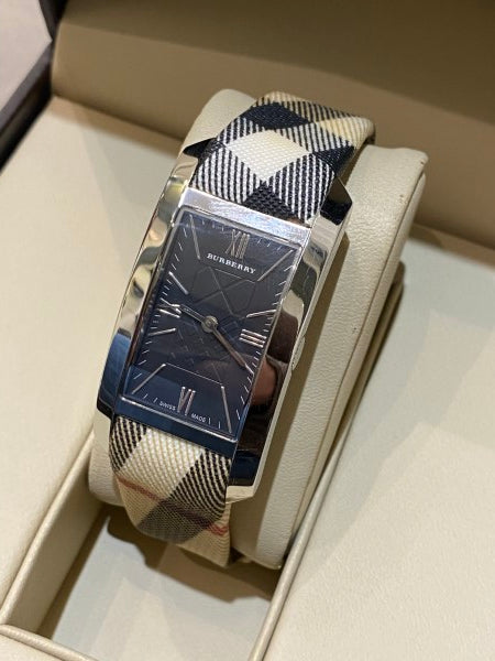 Burberry rectangular check clearance strap watch