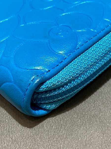 Chanel Blue Camellia Wallet