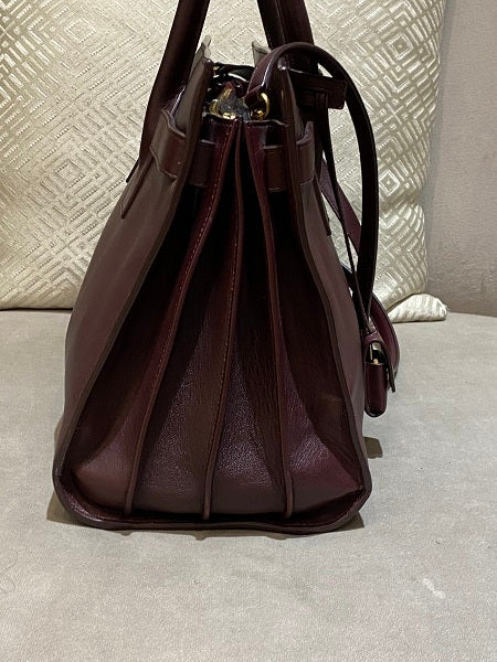 YSL Burgundy Sac De Jour Medium Bag