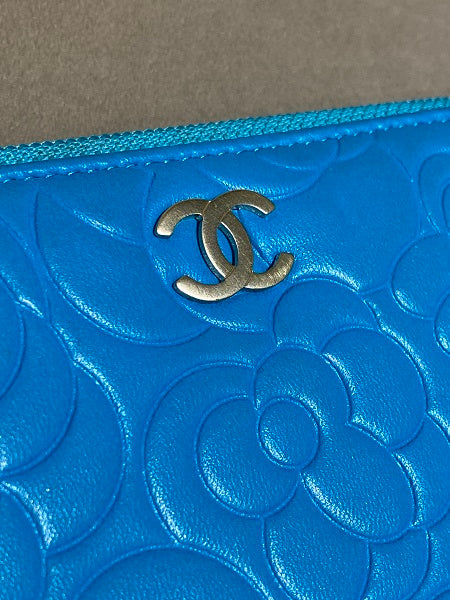 Chanel Blue Camellia Wallet