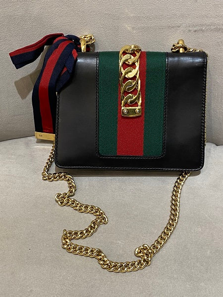 Gucci Black Sylvie Chain Crossbody Bag