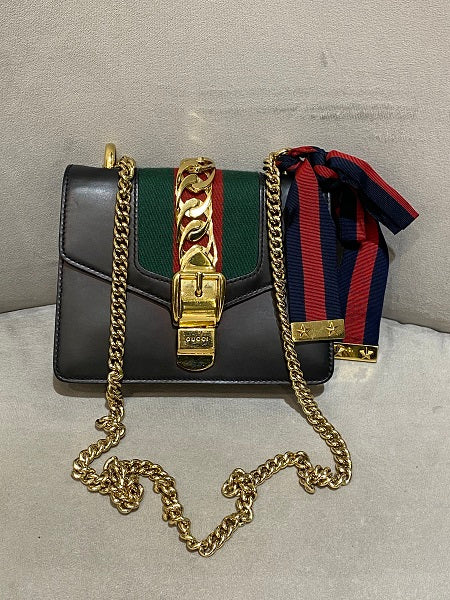 Gucci Black Sylvie Chain Crossbody Bag