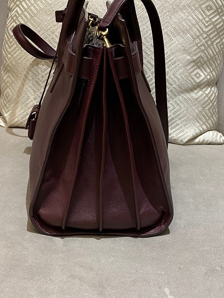 YSL Burgundy Sac De Jour Medium Bag